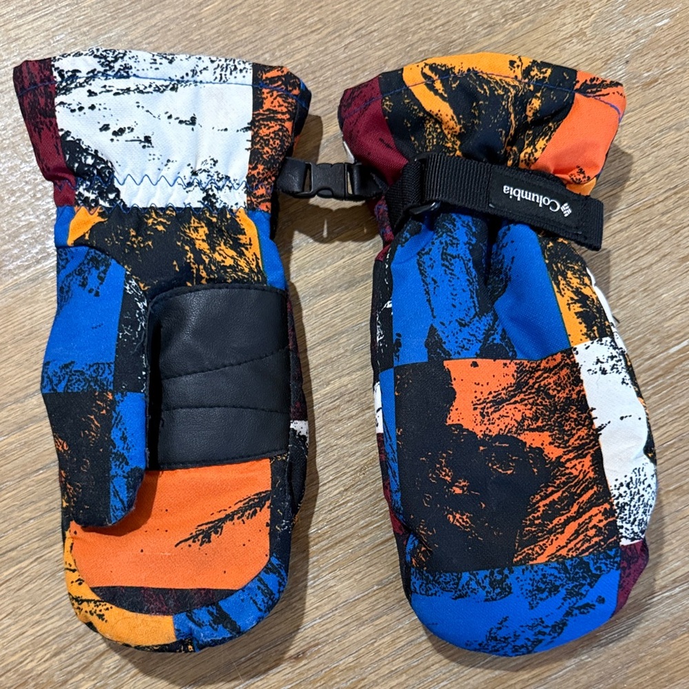 Columbia Kids Colorblock Orange Blue Black Multi Mittens